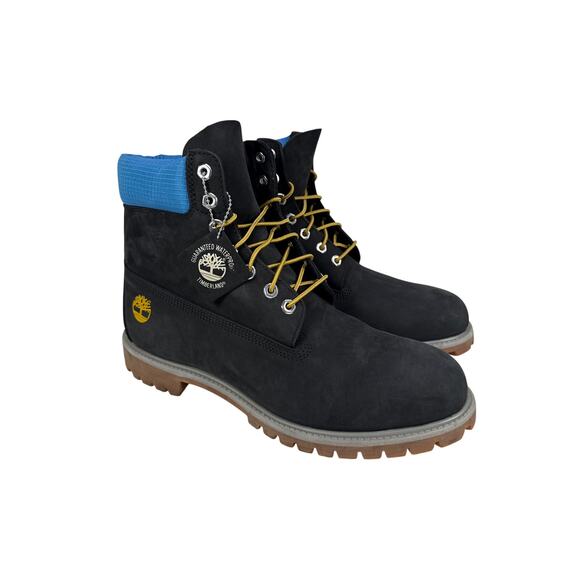 Timberland Premium 6 Inch Boots Mens 13 Black Nubuck Leather WP Blue Collar main image 11